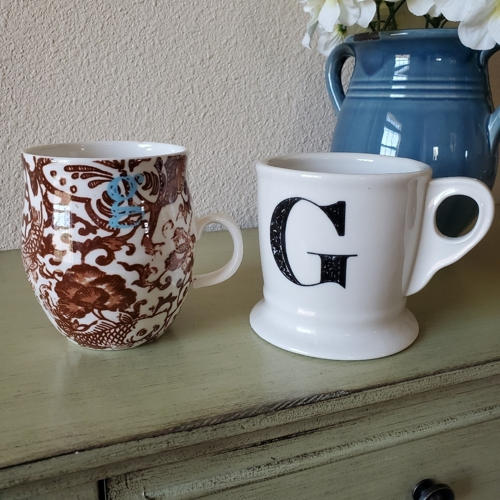 2 Anthropologie Initial Mugs